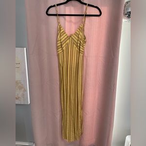 Small yellow open back Summer linen dress